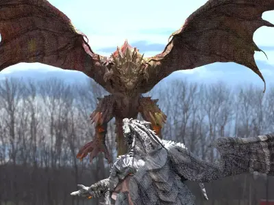 Demon Lava Dragon and Jungle Dragon 3D model