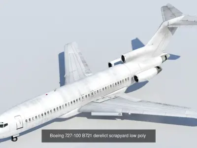 5 Low Poly Blank Boneyard Aircraft Static 3D Model Collection