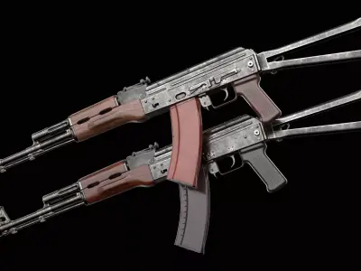 AKS-74 AKS-74N Kalashnikov Assault Rifle Game Ready Low-poly 3D model