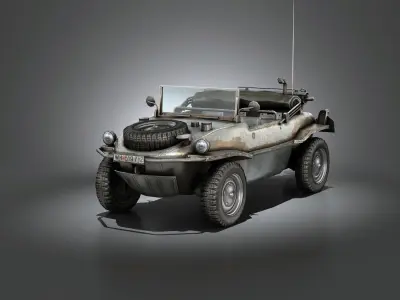 Low Poly VW Type 166 Schwimmwagen Low-poly 3D model