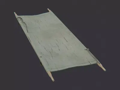 Military Stretcher Canvas Wooden Handles Low-poly 3D model