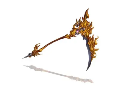 Flame Scythe Low-poly 3D model