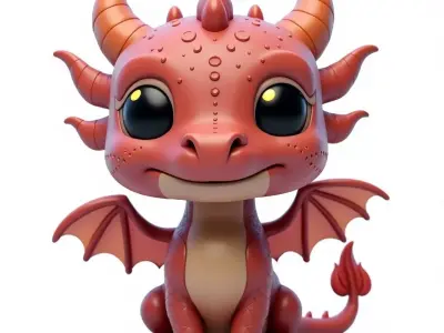 Cute Chibi Baby Dragon 3D Model Low-poly 3D model