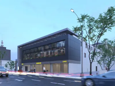 Commercial building 3D exterior Scene 3D model