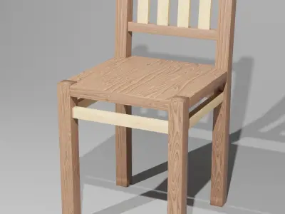 Wooden Chair Low-poly 3D model 20