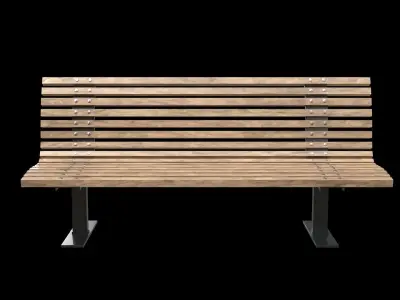 Public Bench V-04 Low-poly 3D model