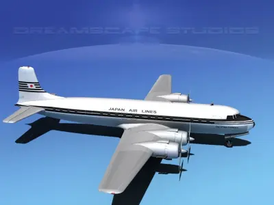 Douglas DC-7C Japan Airlines 3D model