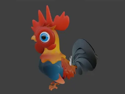 Cartoon Rooster 3D model