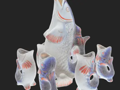 Fish Statuette Low-poly 3D model