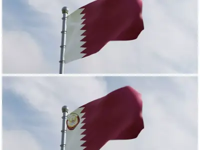 Animated Qatar Flags 3D model