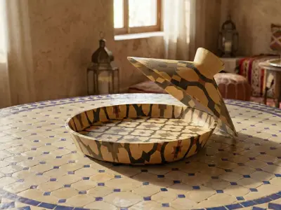 Moroccan Tagine  Traditional Ceramic Cookware Geometric Patterns Low-poly 3D model