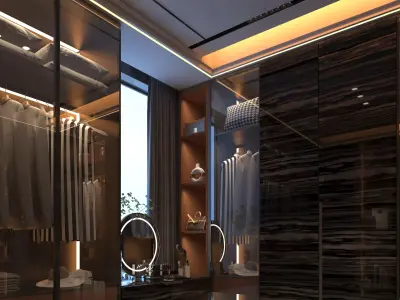 Dressing room Wardrobe closet full Scene  02 3D model