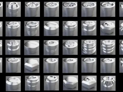 38 KITOPS Hard Surface SCREWS Low-poly 3D model