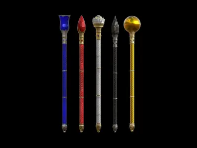 Elemental Scepter Pack Low-poly 3D model