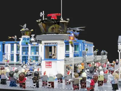 Lego Zombie attack on police station 3D model