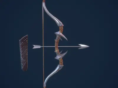 Bow and Arrow 3D LowPoly Game Model Weapon Game-Ready Bow Suit Low-poly 3D model