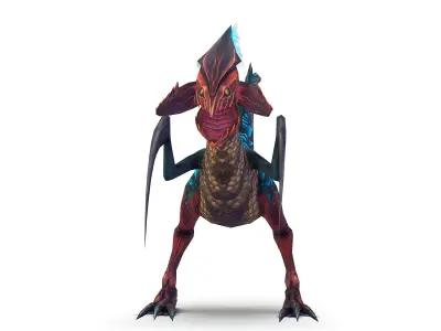 Low Poly Monster Blue Alien Dino Low-poly 3D model