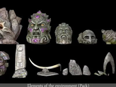 Elements of the environment Pack Low-poly 3D model