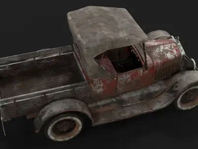Old Rusted Vintage Pickup Truck Low-poly 3D model
