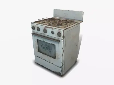 Old stove gas Low-poly 3D model