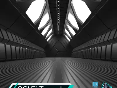 Sci fi Tunnel Free low-poly 3D model