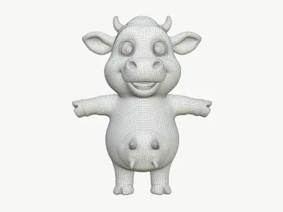 Cute Cartoon Simmental Cow - Stylized 3D Model