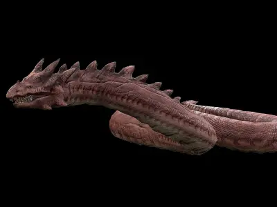 The Wyrm - Limbless Wingless Dragon Low-poly 3D model
