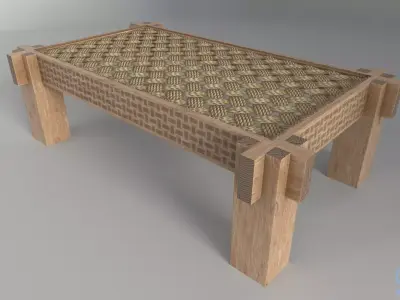 Wicker coffee table Free low-poly 3D model