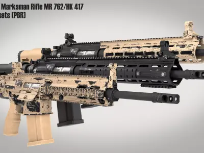 MR 762 Designated Marksman Rifle Low-poly 3D model