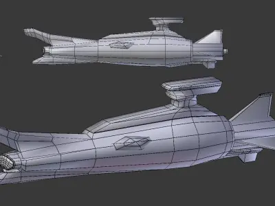 Original Sci-fi Submarine Low-poly 3D model