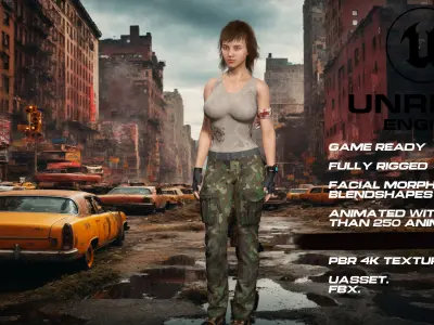 Zombie Hunter full rigged - game ready - animated Low-poly 3D model