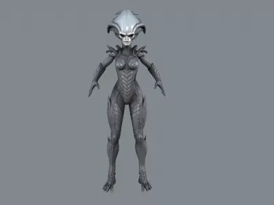 Alien Commander - Sci-Fi Enemy Rigged Game-Ready  Low-poly 3D model
