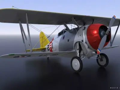 F2F-1 USS Lexington CV-2 1935-36 Low-poly 3D model