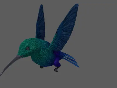 3D hummingbird fighter jet in flight 3D model