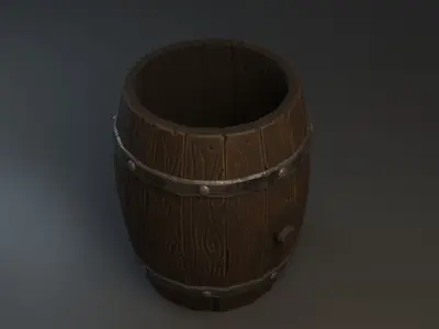stylized barrel Free low-poly 3D model buy