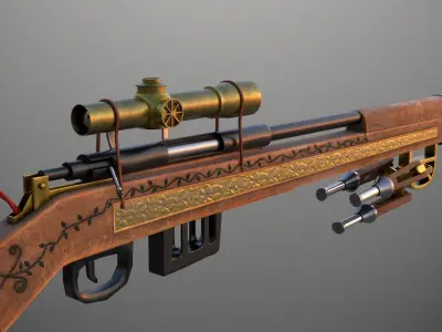 SteamPunk Sniper Low-poly 3D model