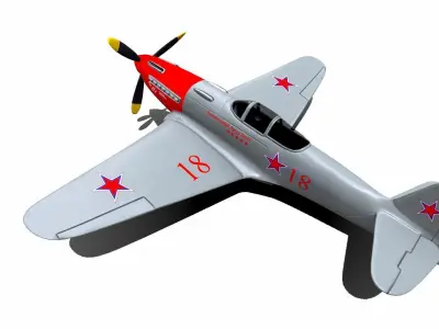 Yakovlev Yak-3 Soviet Fighter Plane Low-poly 3D model