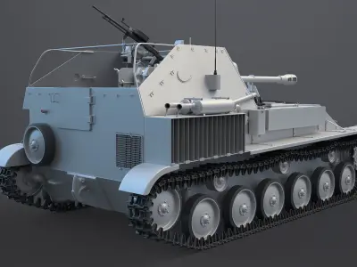 SU-76M High-Poly wwii armoured car 3D model