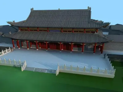 Chinese ancient courtyard   3D model