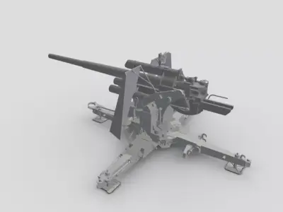 GERMAN 88 CM FLAK WITH SHIELD WW2 AA GUN 3D print model