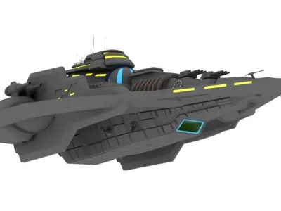 SCI-FI Battleship Poseidon Free low-poly 3D model