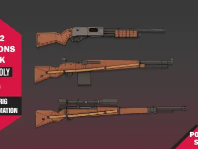 WW2 Weapons Pack Low-poly 3D model