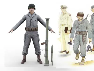 infantry US 1941 Low-poly 3D model