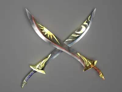 Twin Swords---The Sun and The Moon Free 3D model