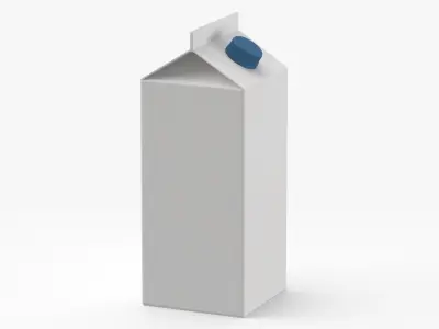 Milk Carton Type 01 XL Blank Blue Green and Red Label(1) 3D model