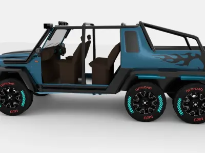 Jeep 6x6 Low-poly 3D model