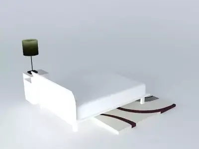 Bed set and rug Free 3D model