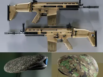 Military Collection set Low-poly 3D model