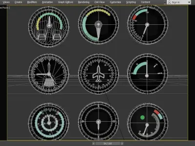 Tachometer odometer gauge Low-poly 3D model