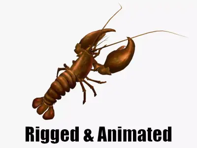 Animated crayfish Low-poly 3D model